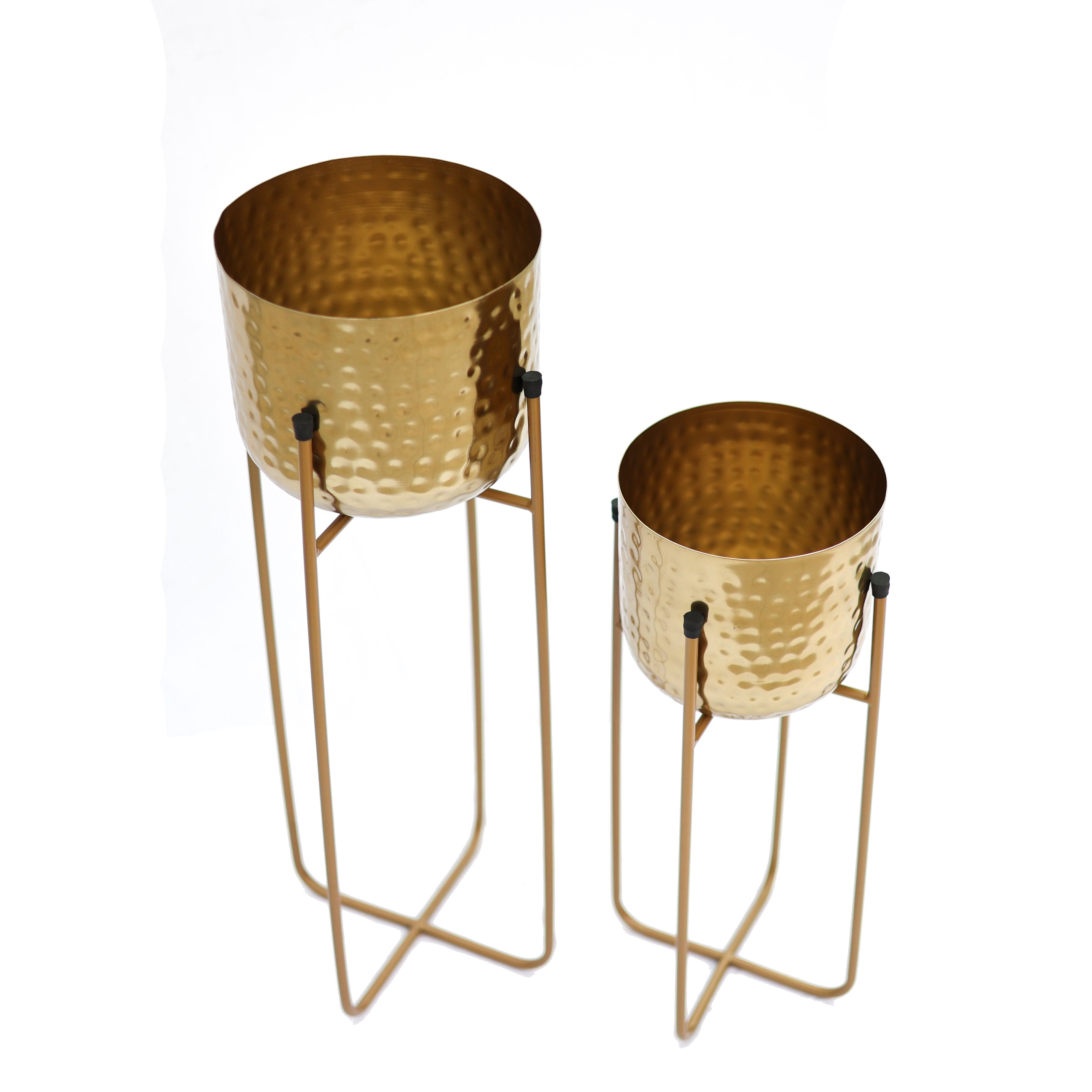 Victoria Gold Desenli Metal Ayaklı Saksı Büyük Boy