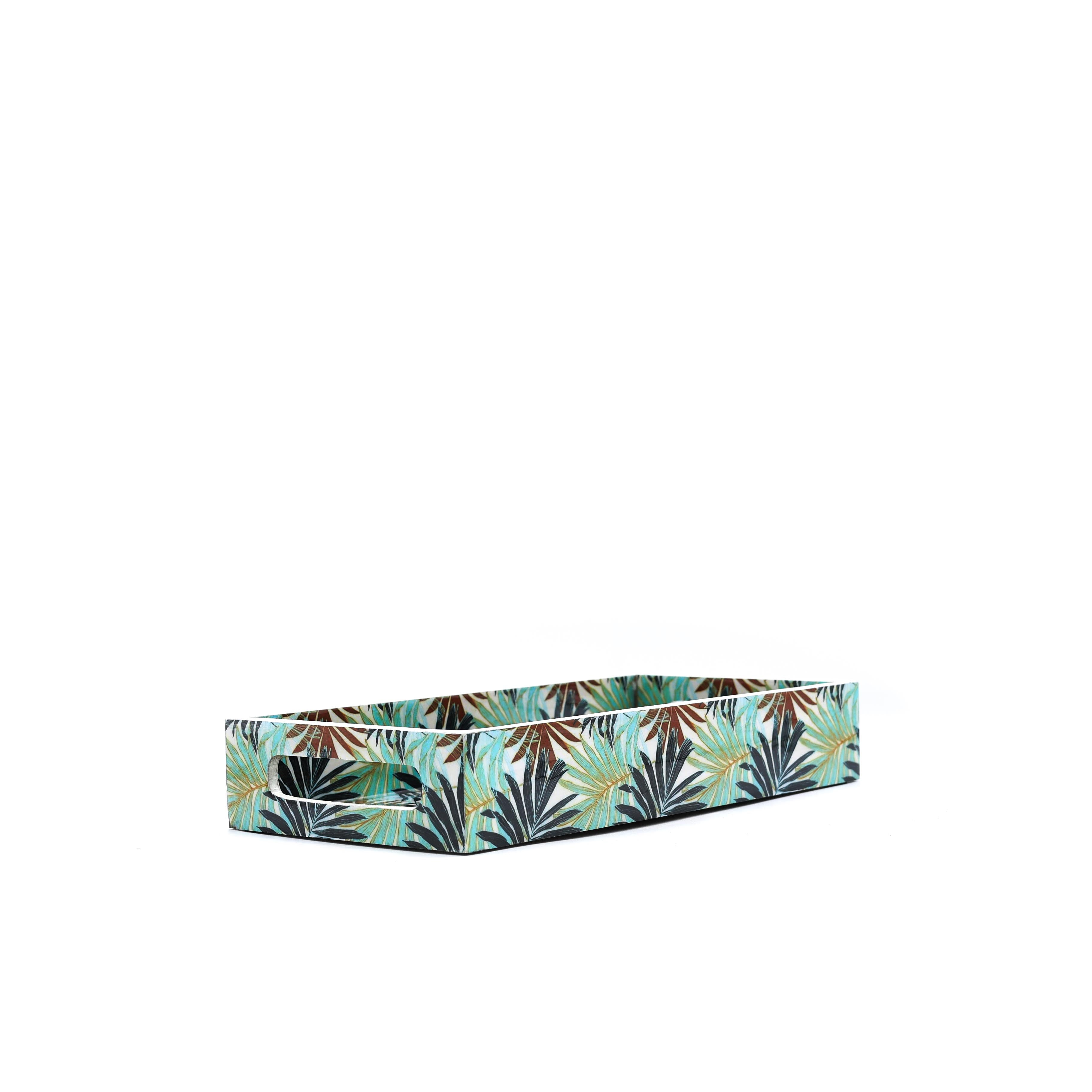 Yaprak Desenli Ahşap Tepsi Küçük Boy Yeşil