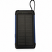 Paleon 10.000 mAh 3'ü 1 arada solar powerbank, mavi detaylı siyah tasarımı, güneş paneli ve taşıma askısı.