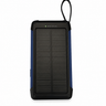 Paleon 10.000 mAh 3'ü 1 arada solar powerbank, mavi detaylı siyah tasarımı, güneş paneli ve taşıma askısı.