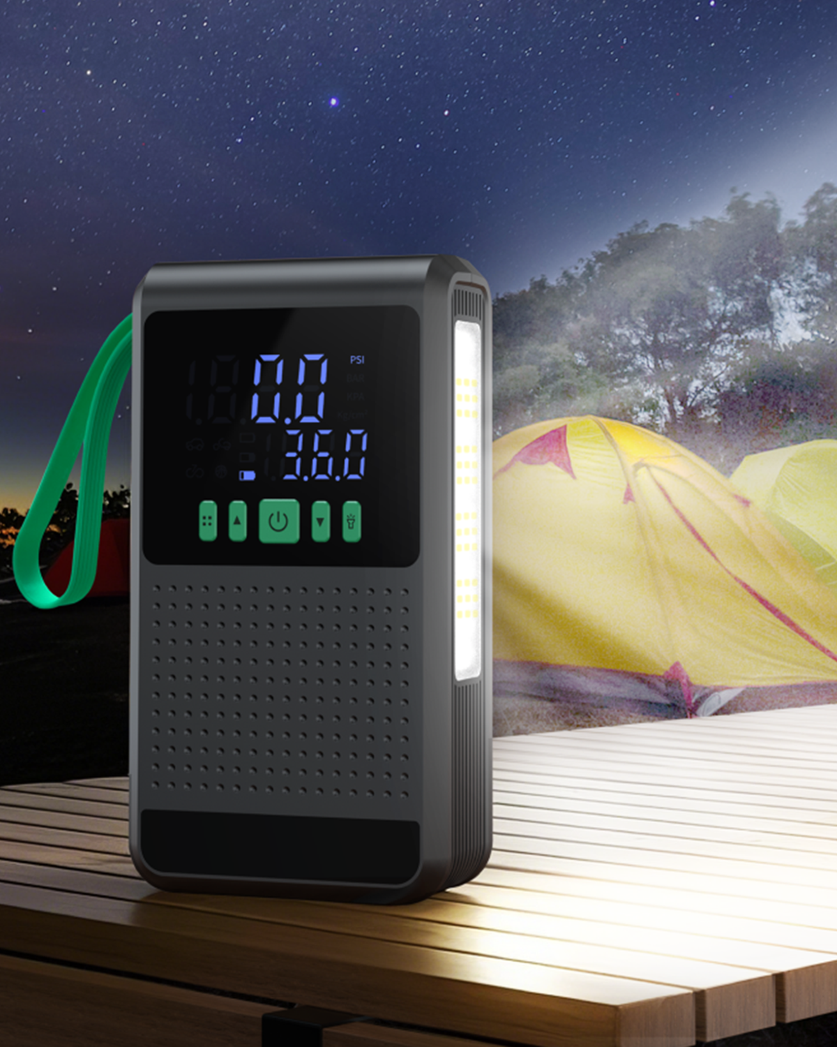 Akü Takviyeli Hava Pompası 12000 mAh batarya 150 PSI powerbank LED lastik şişirme kompresörü