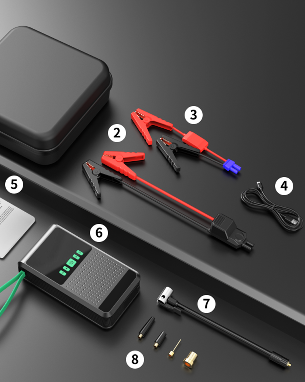 Akü Takviyeli Hava Pompası 12000 mAh batarya 150 PSI powerbank LED lastik şişirme kompresörü