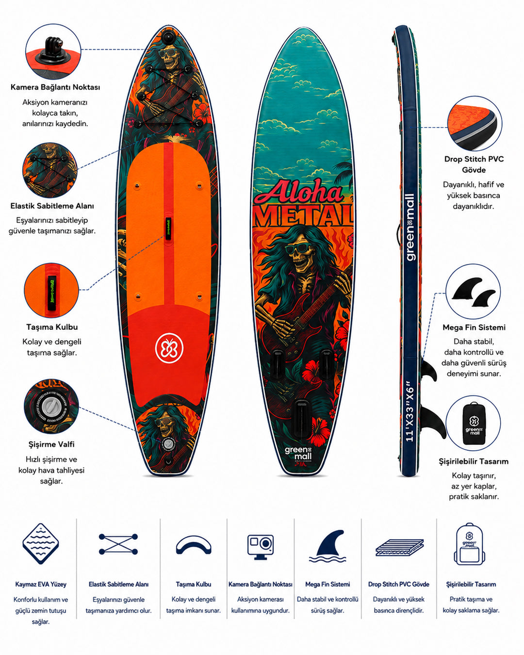 Aloha Metal Şişme SUP Board / Paddle Board 330 cm