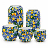 Amalfi 5'li metal saksı seti XS-XL, Amalfi desenli alüminyum enamel kaplama dekoratif saksılar