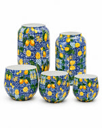 Amalfi 5'li metal saksı seti XS-XL, Amalfi desenli alüminyum enamel kaplama dekoratif saksılar