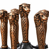 Aslan Başlıklı Bronz 4 Parça Şömine Maşa Takımı