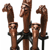 At Başlıklı Bronz 4 Parça Şömine Maşa Takımı