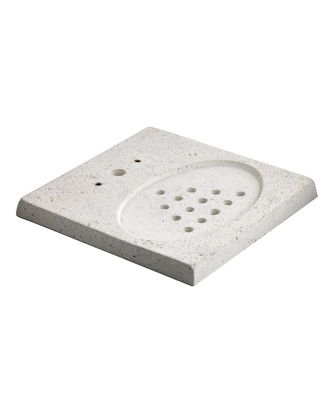 Bahçe çeşmesi beton tabanı beyaz 40x40 cm - drenaj delikli dış mekan altlığı