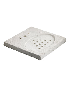 Bahçe çeşmesi beton tabanı beyaz 40x40 cm - drenaj delikli dış mekan altlığı