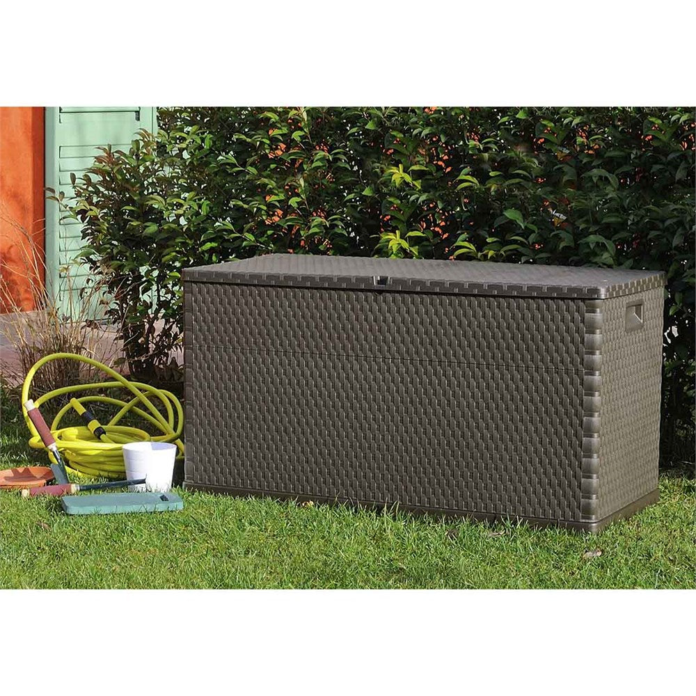 Rattan Kahverengi Bahçe Depolama Dolabı / Sandığı