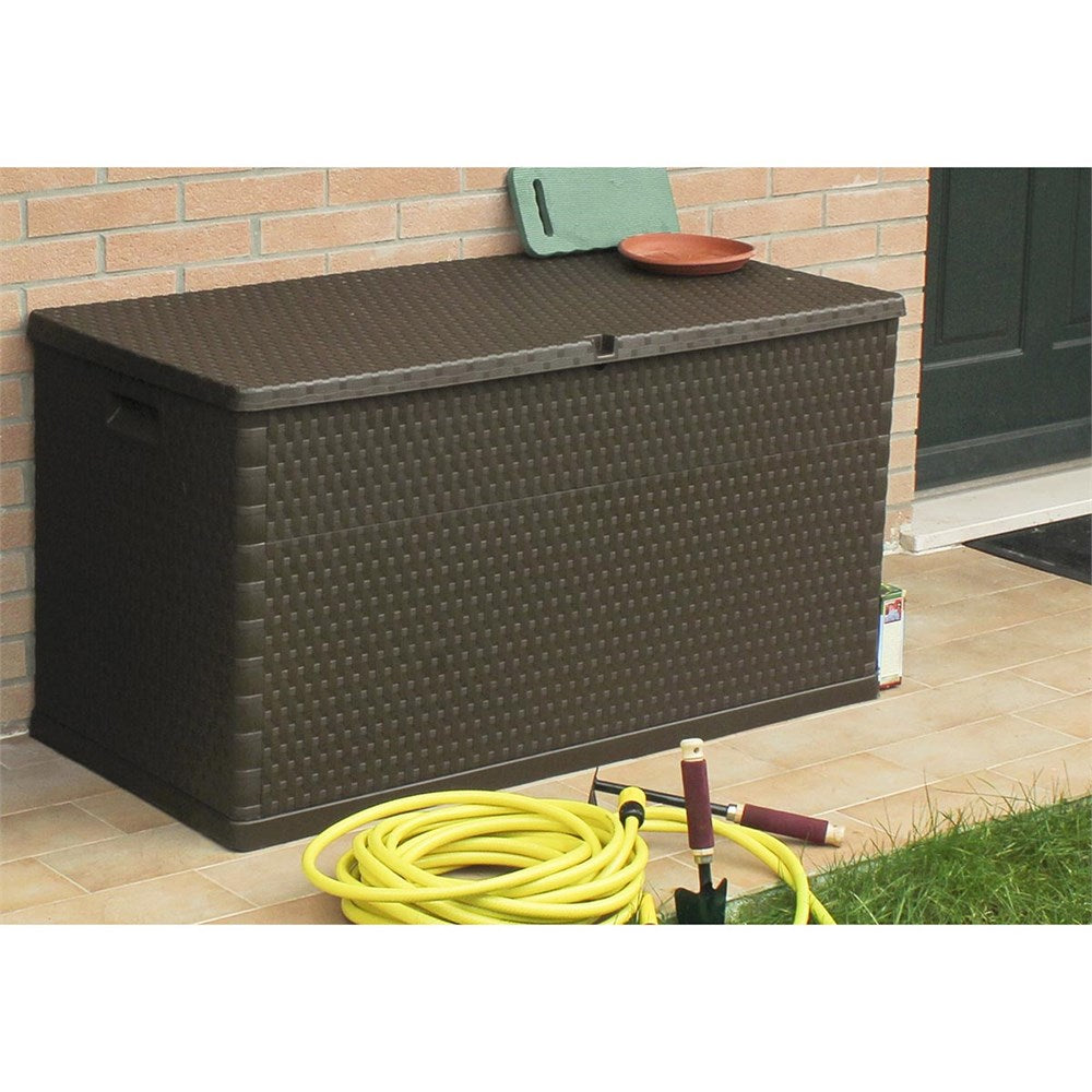 Rattan Kahverengi Bahçe Depolama Dolabı / Sandığı