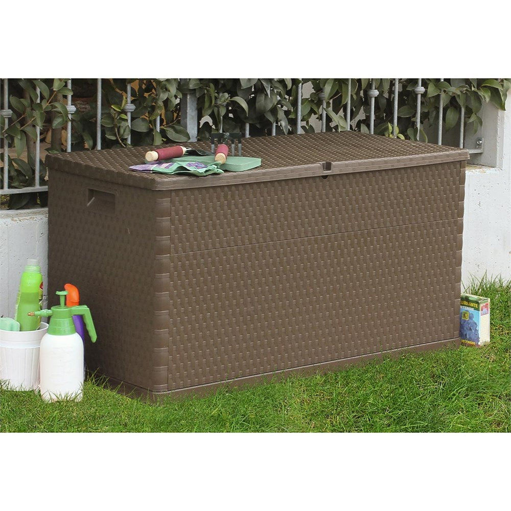 Rattan Kahverengi Bahçe Depolama Dolabı / Sandığı
