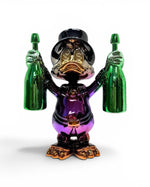 Billionaire Duck mor dekoratif ördek biblo 31x26x40 cm, reçine galvaniz kaplama pop art figür
