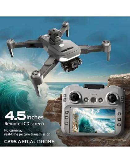 HARVOX C29S GPS 4K kameralı katlanabilir drone, 360° engel kaçınma ve 4,5 inç LCD ekranlı kumanda