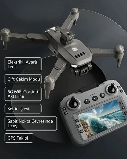 HARVOX C29S GPS 4K kameralı katlanabilir drone, 360° engel kaçınma ve 4,5 inç LCD ekranlı kumanda