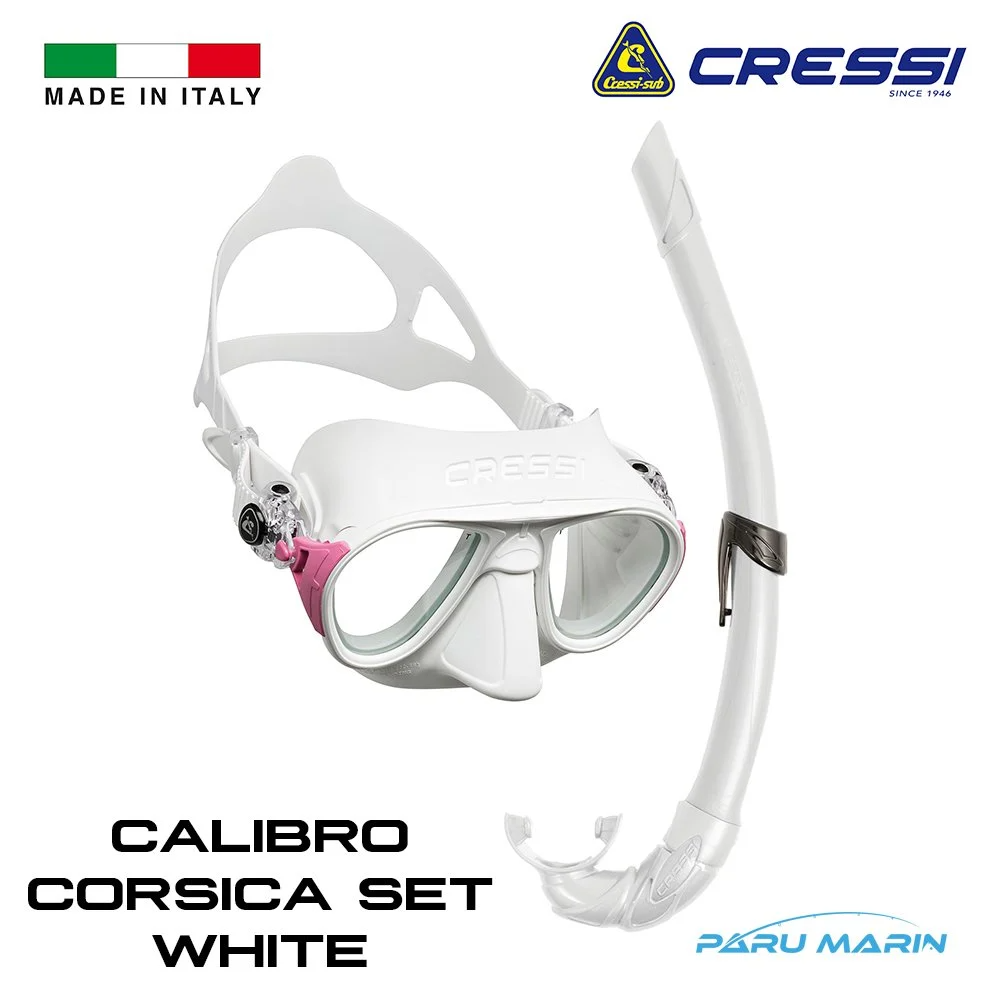 Cressi Calibro+Corsica Maske Şnorkel Seti Beyaz