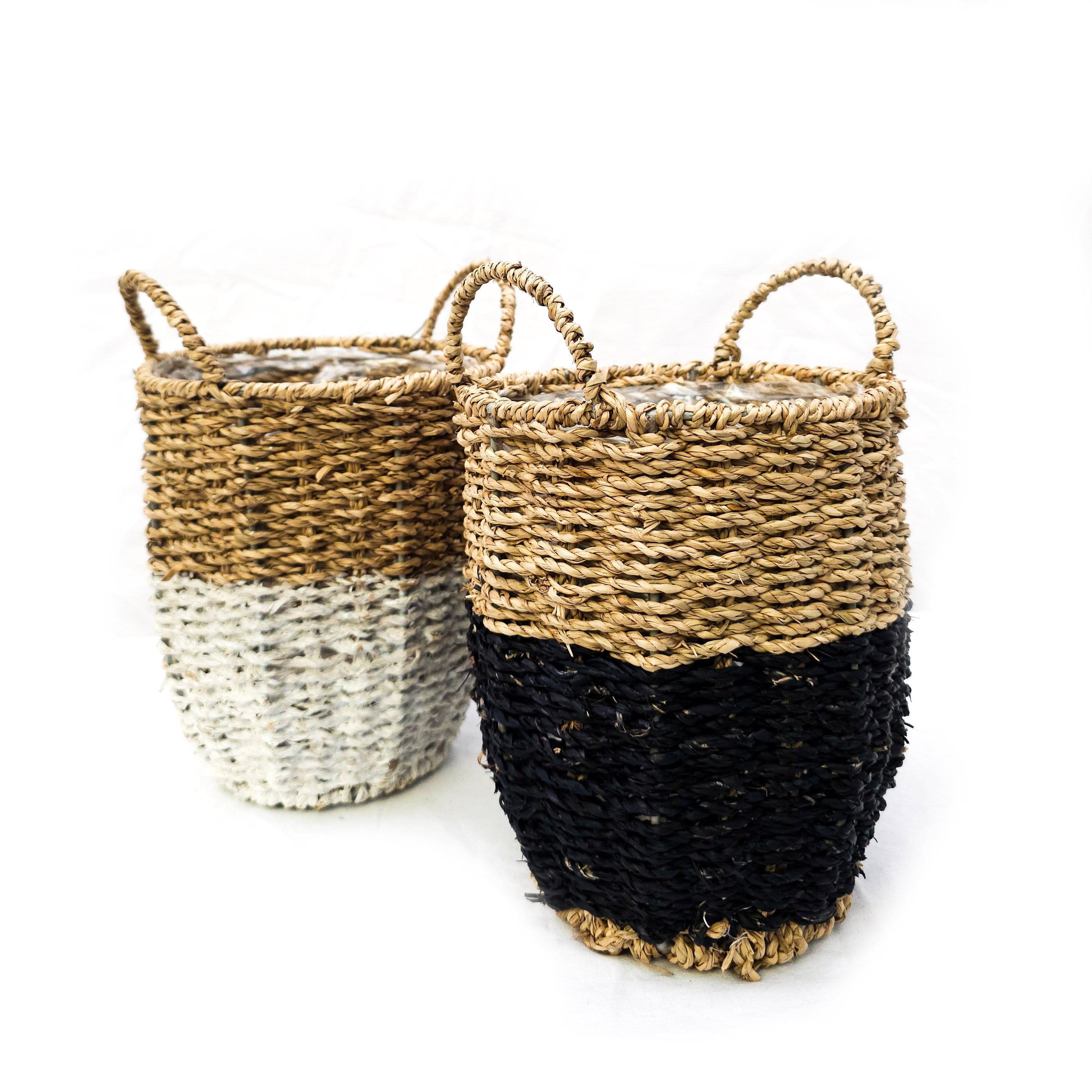 Çift Renkli Hasır Sepet