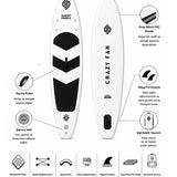 Crazy Fan Siyah Beyaz Şişme SUP Board / Paddle Board 320 cm