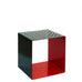 Greenmall 42x45x45 cm Cubix metal koltuk, üstü delikli siyah dış ve kırmızı iç yüzeyli küp tabure.