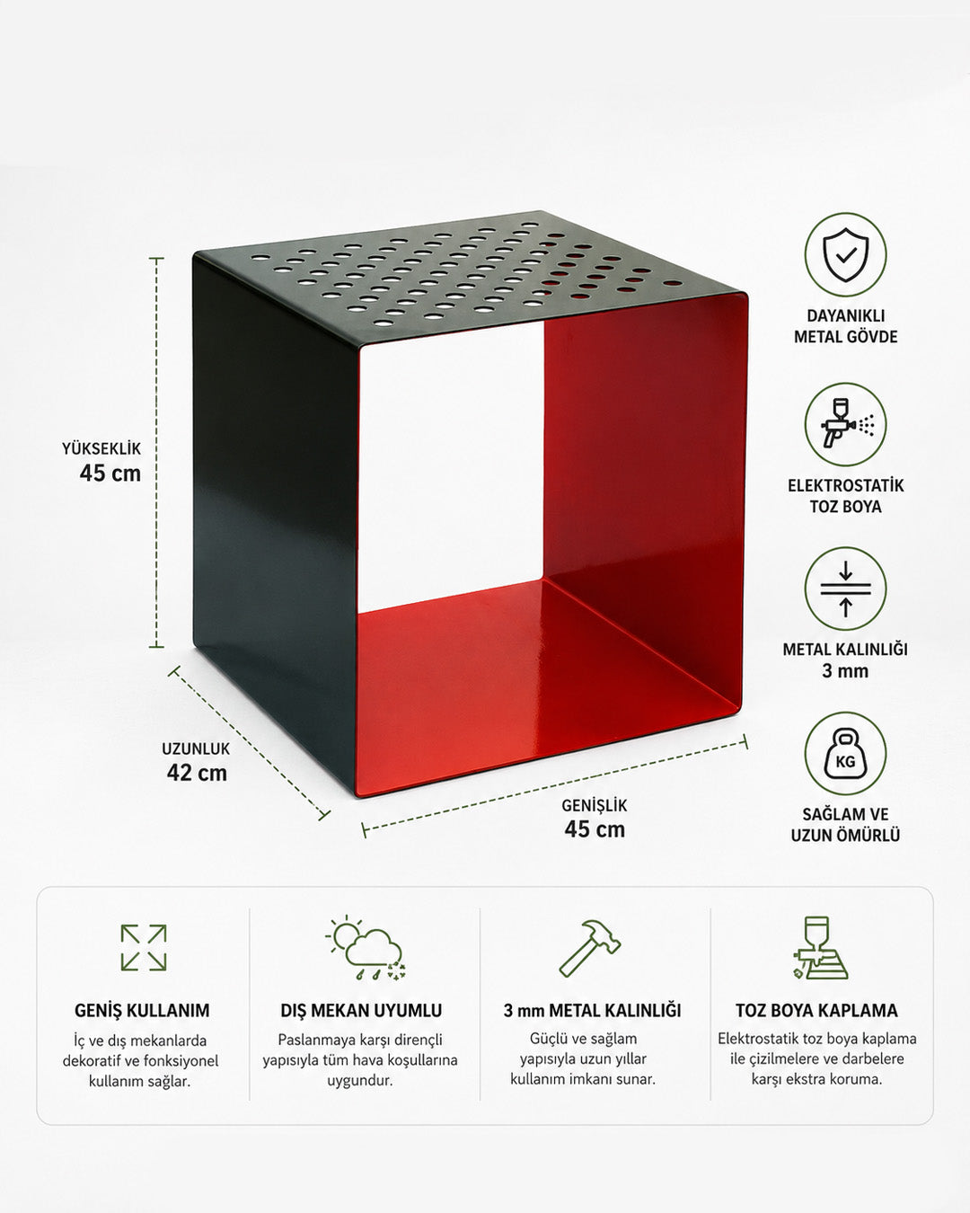 Cubix Metal Koltuk Kırmızı
