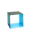 Greenmall 42x45 cm Cubix delikli üst yüzeyli mavi metal koltuk.