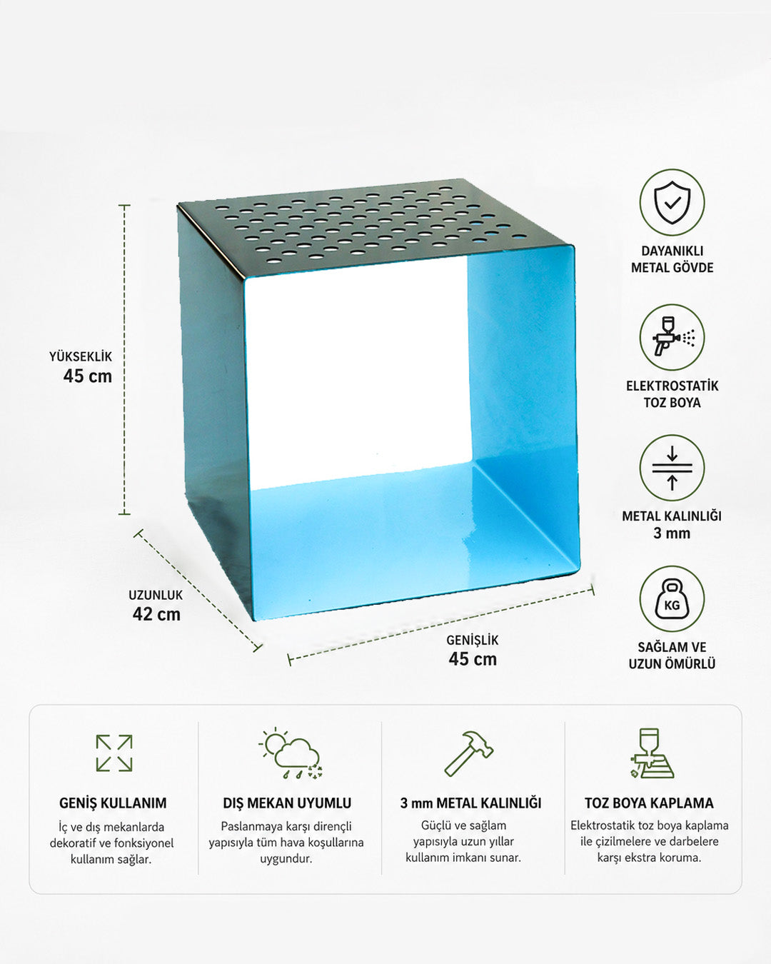 Cubix Metal Koltuk Mavi
