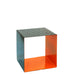 Greenmall 42x45x45 cm Cubix turuncu metal koltuk, üstü delikli siyah ve içi turuncu kaplamalı küp puf.