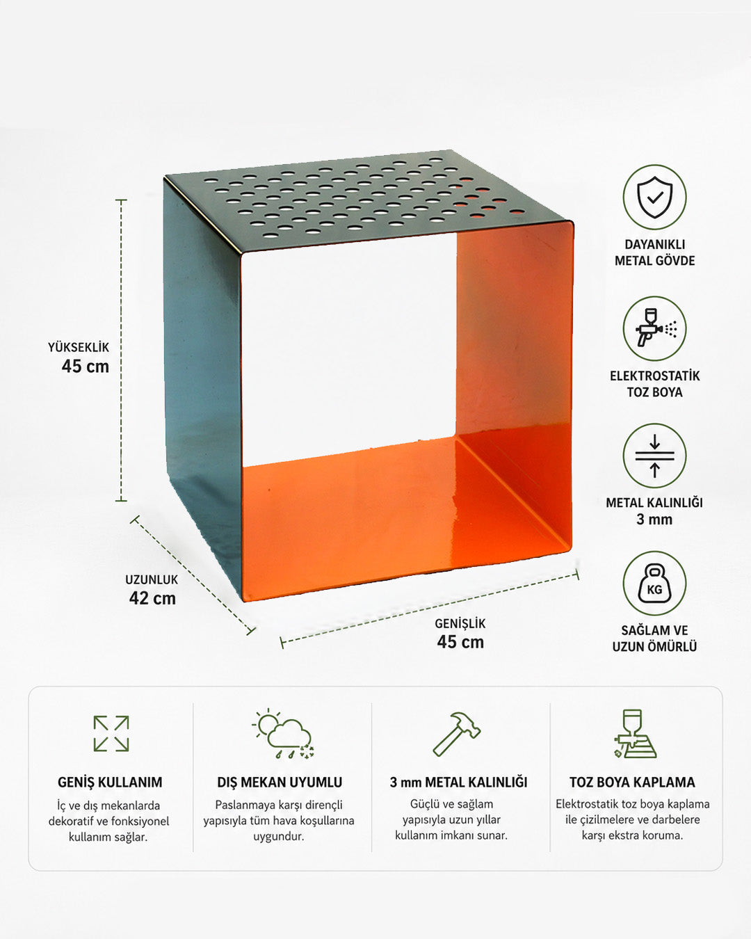 Cubix Metal Koltuk Turuncu