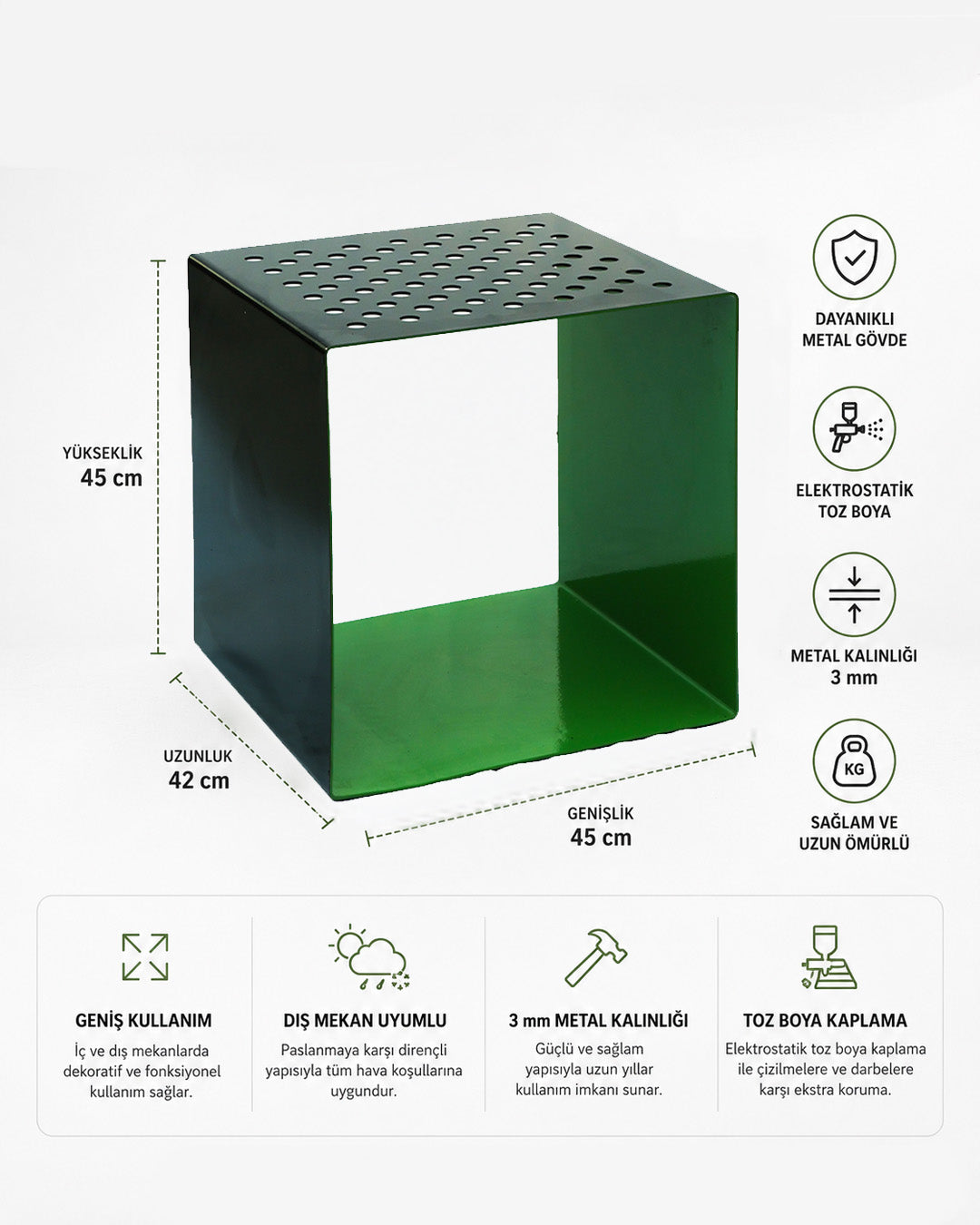 Cubix Metal Koltuk Yeşil