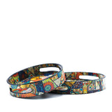 Desenli Yuvarlak Ahşap Tepsi Büyük Boy