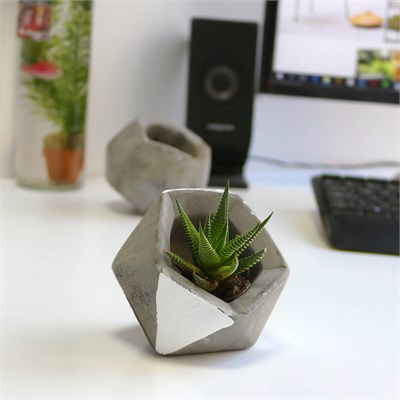 Elmas Beton Saksı 01 Gri