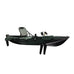 Vicking Kayak 285x83 cm Fox tek kişilik pedallı siyah balıkçı kanosu, alüminyum koltuklu ve kürekli.