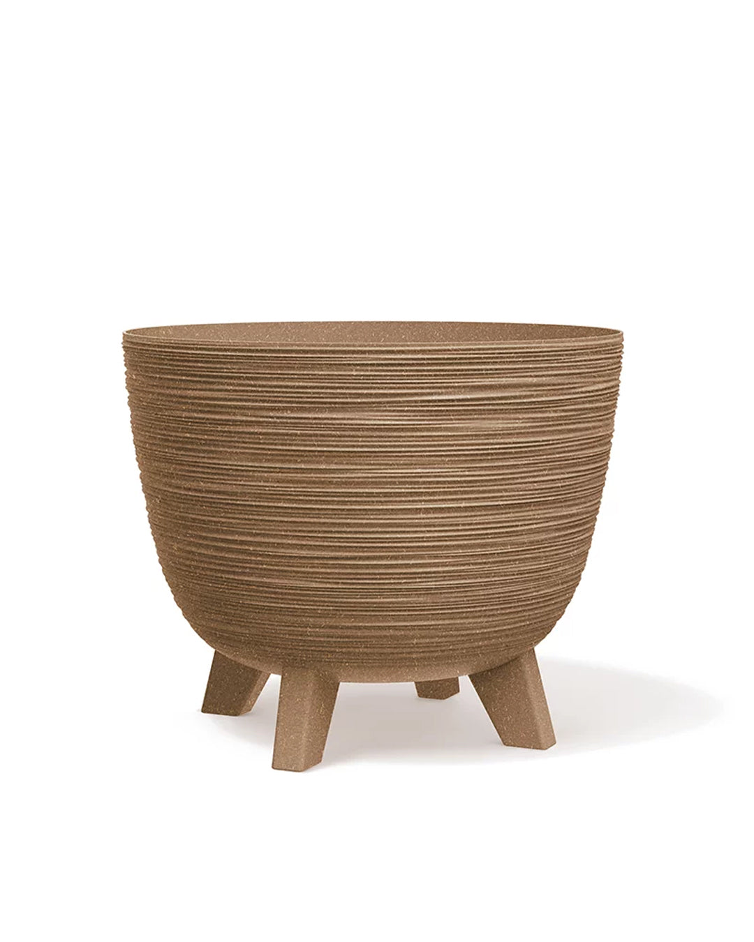Furu ECO Wood Ayaklı Ahşap Katkılı Plastik Saksı çap 39.5 cm 26 L natürel ahşap kahverengi