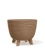Furu ECO Wood Ayaklı Ahşap Katkılı Plastik Saksı çap 39.5 cm 26 L natürel ahşap kahverengi