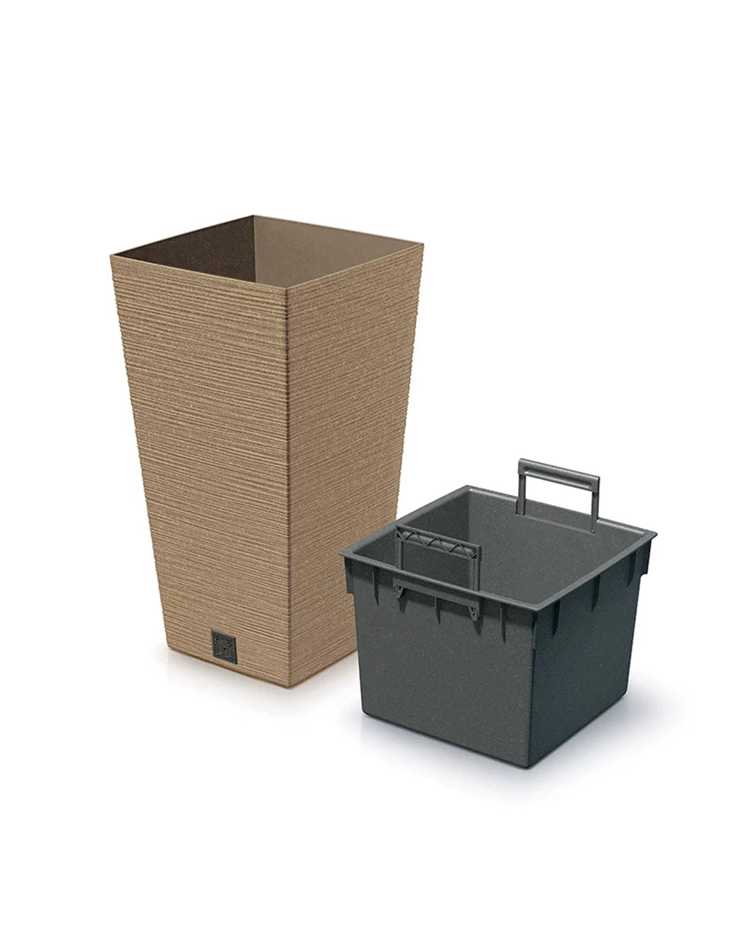 Furu Square ECO Wood Kare Ahşap Katkılı Plastik Saksı 39.5x39.5x75.5 cm 91.5 L natürel ahşap