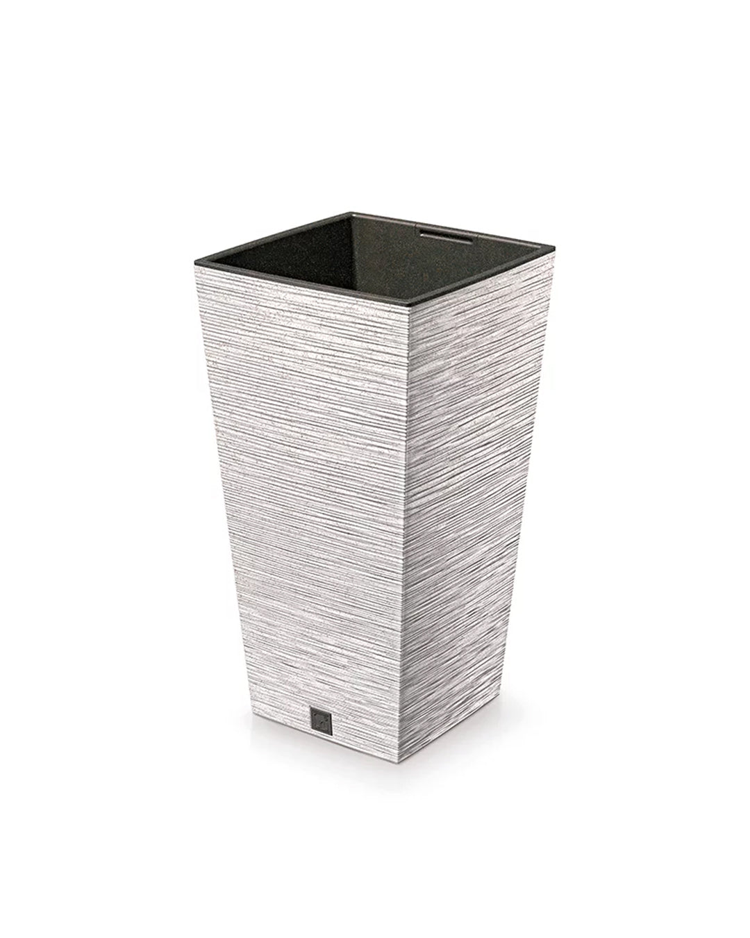 Furu Ahşap Katkılı Kare Plastik Saksı Beyaz