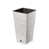 Furu Ahşap Katkılı Kare Plastik Saksı Beyaz