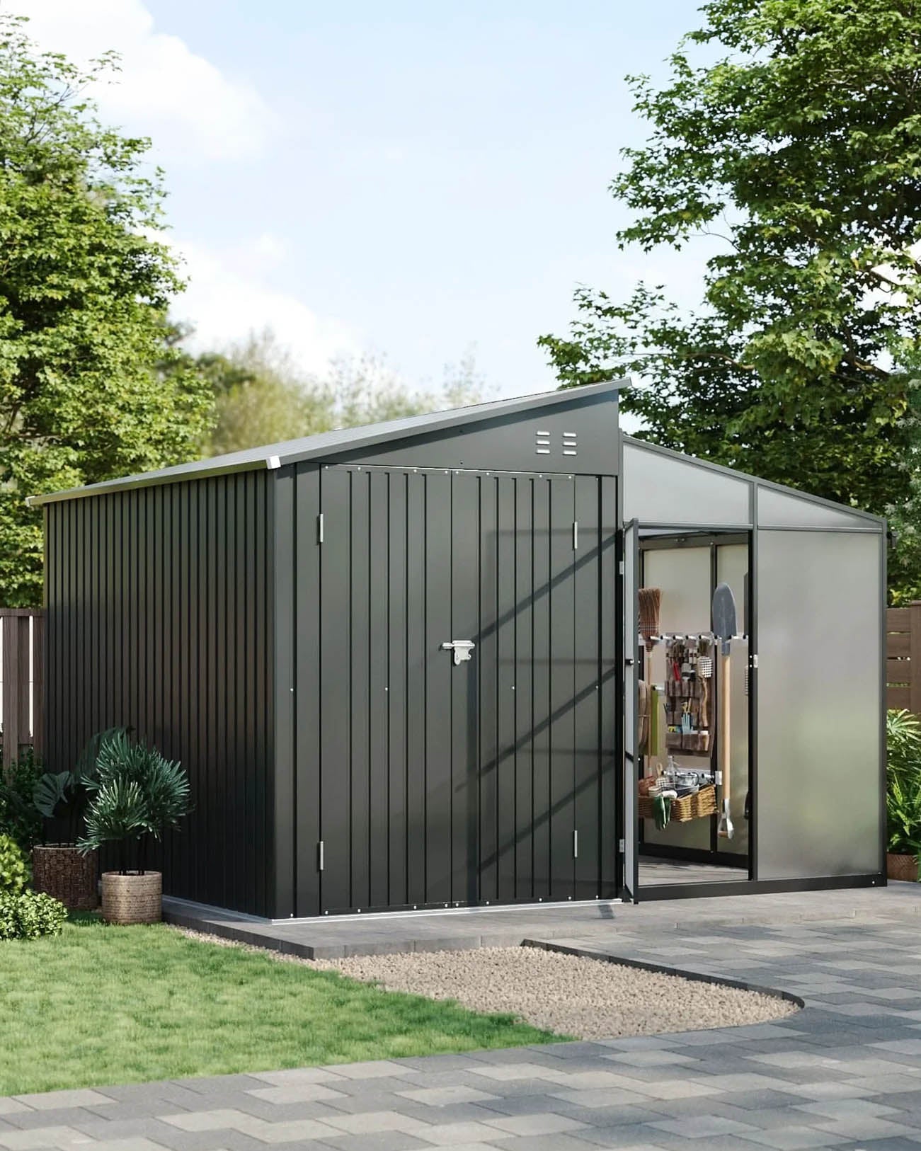 Garden Eden XL Seralı Metal Bahçe Kulübesi