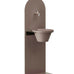 Colortap 116 cm Ground açık gri bahçe çeşmesi, alüminyum kaseli, musluklu ve drenaj ızgaralı mat metal gövde.