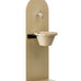 Colortap 116 cm fildişi Ground duvar tipi bahçe çeşmesi, oval panelli, musluklu ve alüminyum kaseli.