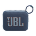 JBL Go 4 mavi taşınabilir Bluetooth hoparlör, turuncu çerçeveli logosu ve taşıma kulplu dokulu gövdesi.
