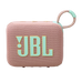 Su yeşili logo ve askı detaylı, örgü dokulu pembe JBL Go 4 taşınabilir bluetooth hoparlör.