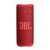 JBL 15,2x6,3x6,6 cm Grip kırmızı taşınabilir Bluetooth hoparlör, örgü dokulu ve büyük logolu dikey ön görünüm.