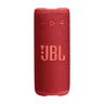 JBL 15,2x6,3x6,6 cm Grip kırmızı taşınabilir Bluetooth hoparlör, örgü dokulu ve büyük logolu dikey ön görünüm.