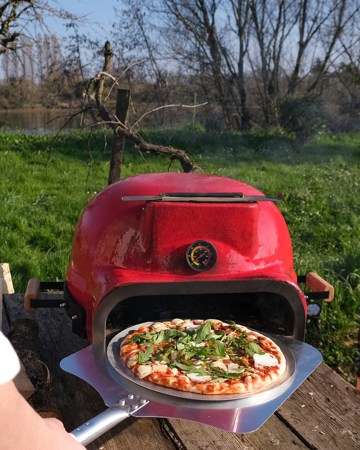 Kamado Pizza Fırını Kırmızı