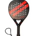 Ianoni 45,5 cm, çift kırmızı çizgili siyah karbon fiber padel raketi ve bilek kordonu.