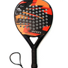 Ianoni 45,5 cm Karbon Fiber Padel Raketi Kırmızı, delikli kafa yapılı ve siyah kırmızı grafik desenli.