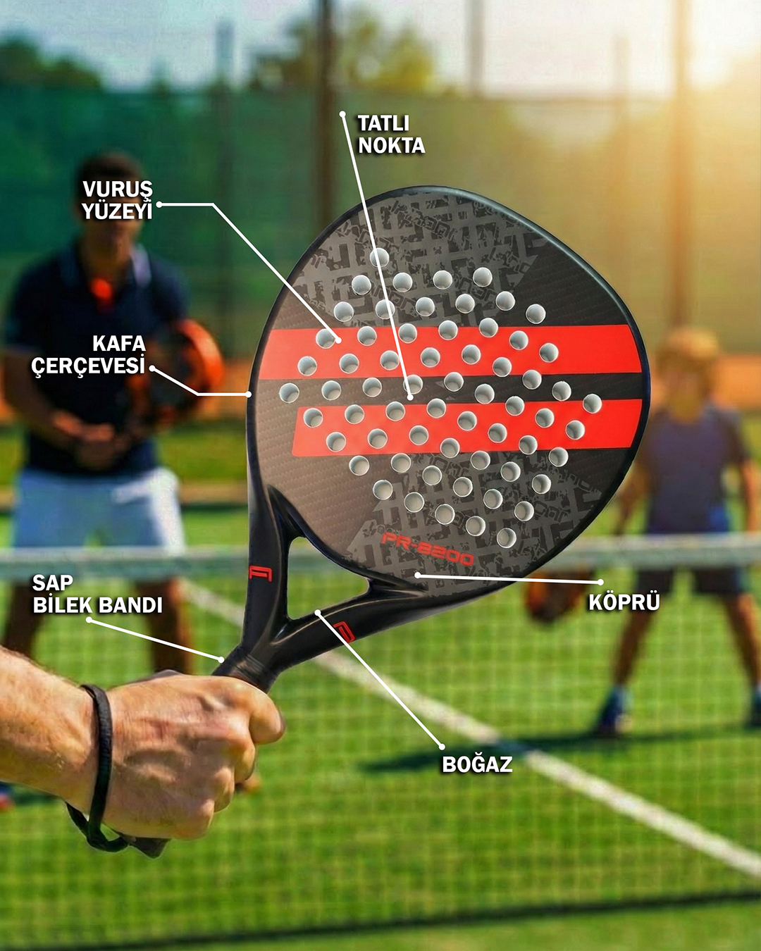 Karbon Fiber Padel Raketi Kırmızı