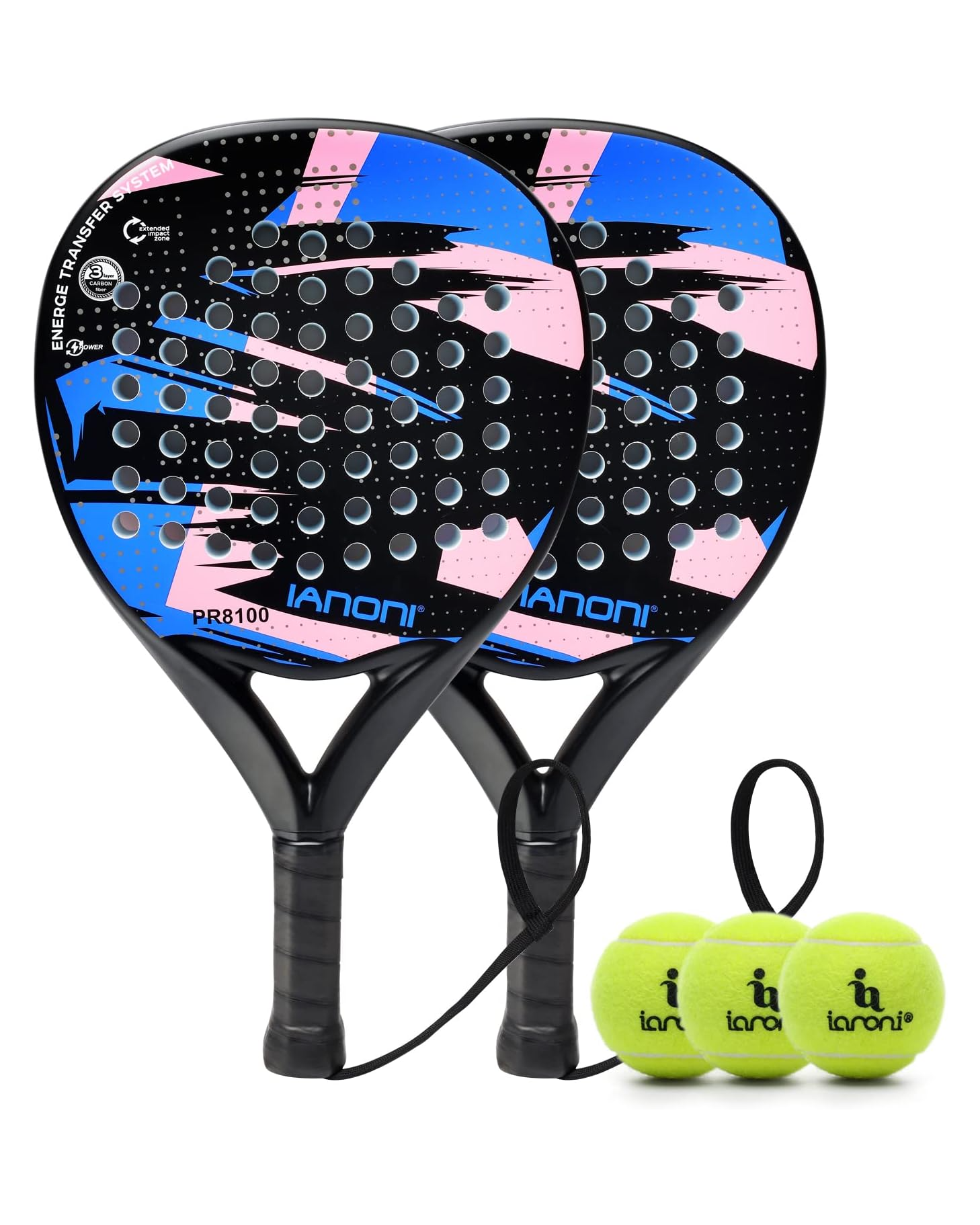 Karbon Fiber Padel Raketi – Mavi-Pembe