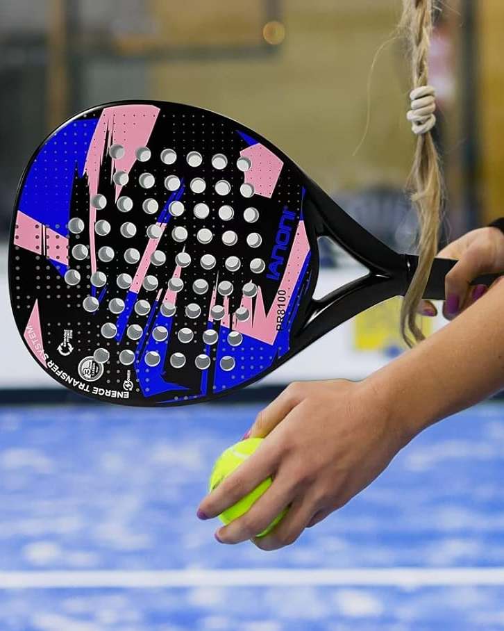 Karbon Fiber Padel Raketi Mavi Pembe